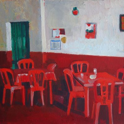 Anja Tchepets, Restaurant in Cuernavaca, Reise Mexico, Öl auf Leinwand, 30 x 40cm