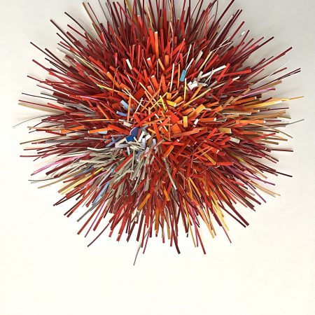 Gabriele Mierzwa, Organics Blau-Grau-Rot, 3D-Papierobjekt, 80 x 60 cm