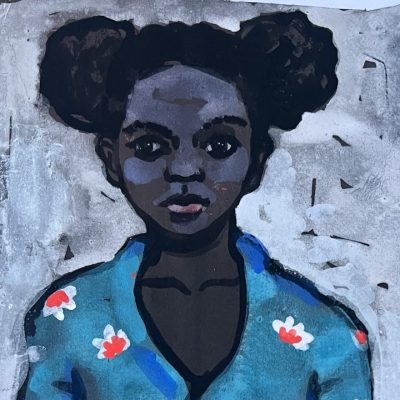 Anja Tchepets, Mädchen in Mexico, Gouache, 38 x 20,5 cm
